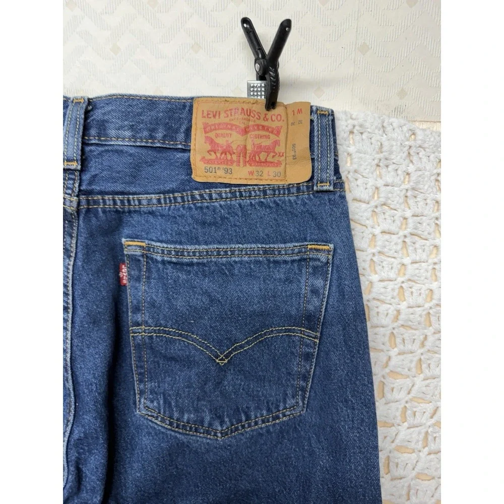 Levis 501 '93 Mens Jeans Tag 32x30 Fits 32x29 Blue Denim Button Fly Straight